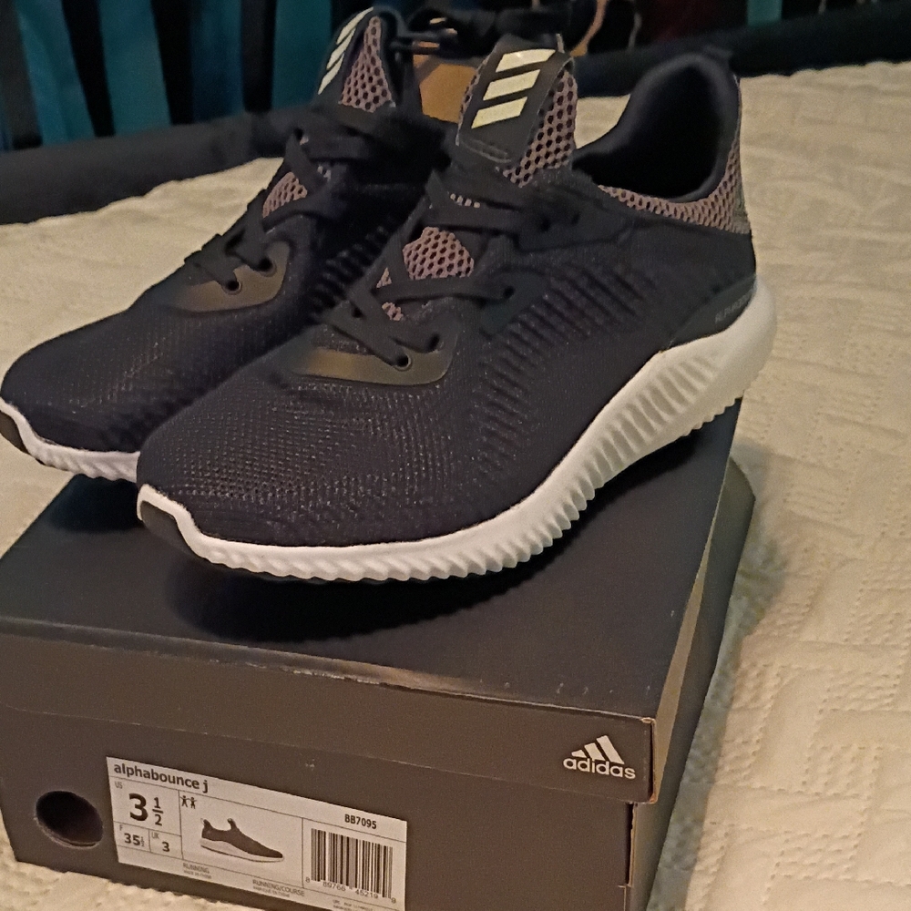 Adidas Alphabounce Black and White Boys Athletic Shoes